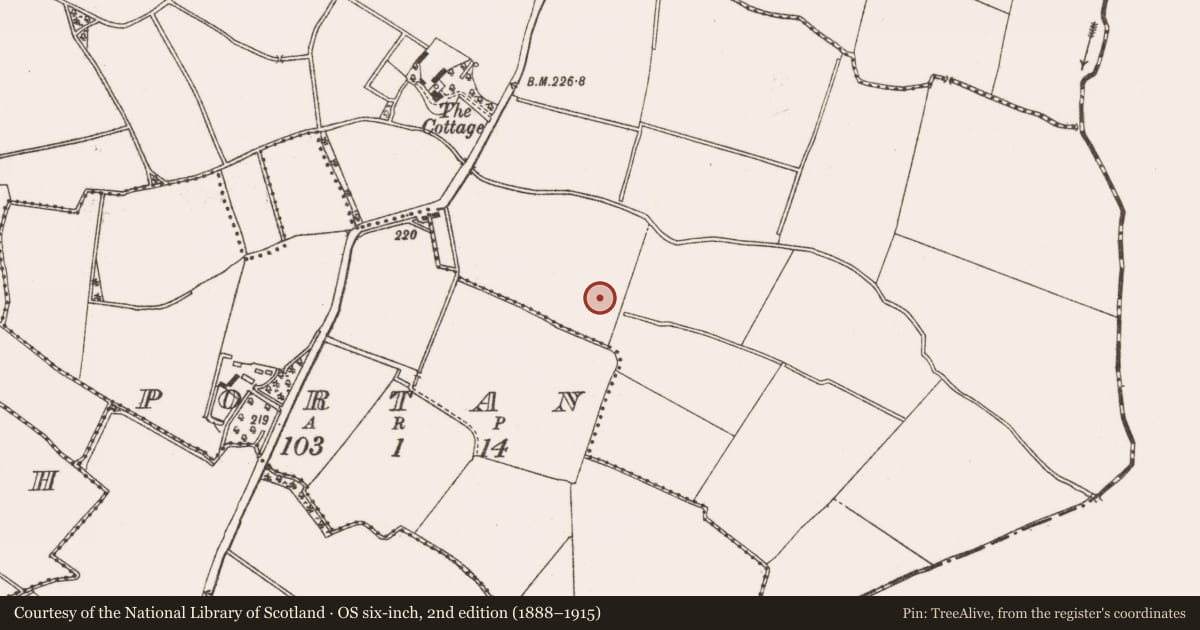 Ordnance Survey six-inch map, 2nd edition (1888–1915) covering the location of Fulacht fia, Gunnocks, County Meath, with a pin at the register's coordinates