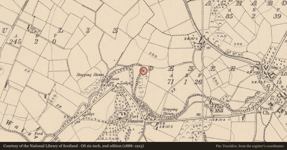 Ordnance Survey six-inch map, 2nd edition (1888–1915) covering the location of Ringfort - rath, Desert, County Monaghan, with a pin at the register's coordinates