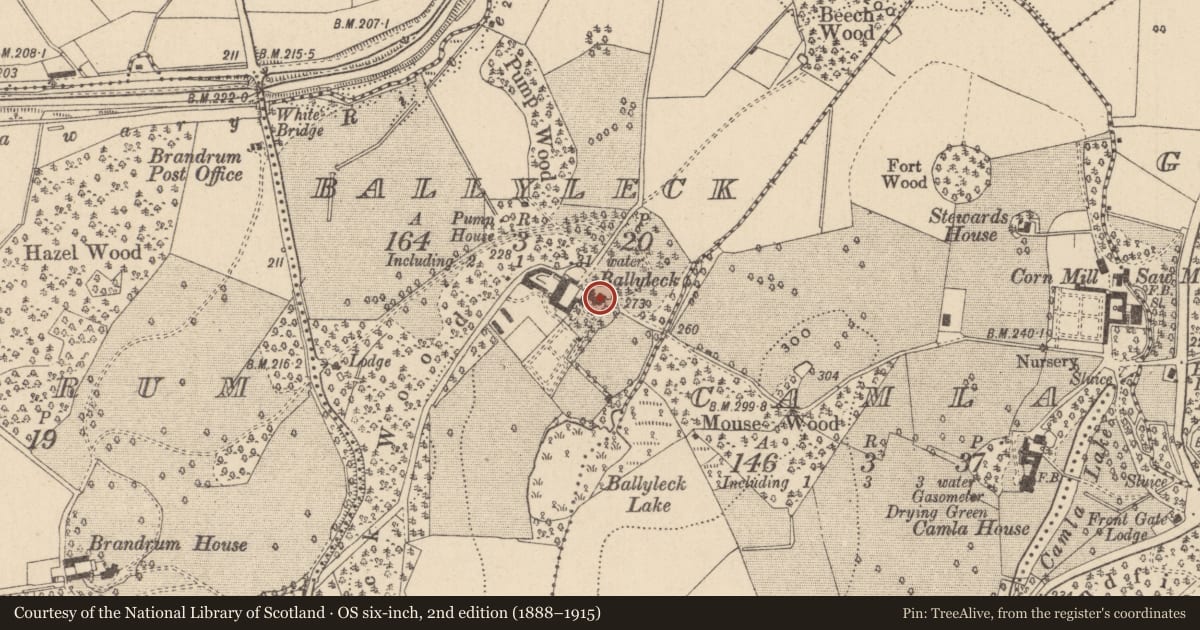 Ordnance Survey six-inch map, 2nd edition (1888–1915) covering the location of House - 17th century, Ballyleck, County Monaghan, with a pin at the register's coordinates
