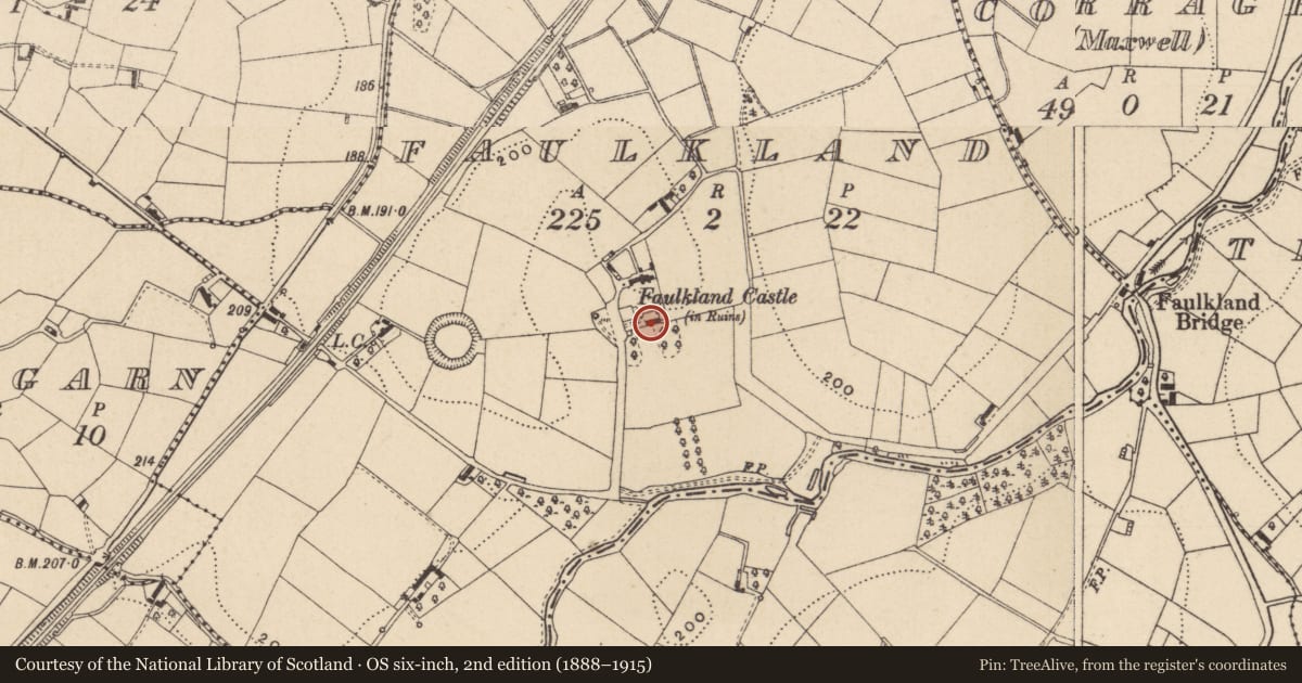 Ordnance Survey six-inch map, 2nd edition (1888–1915) covering the location of House - 17th century, Faulkland, County Monaghan, with a pin at the register's coordinates