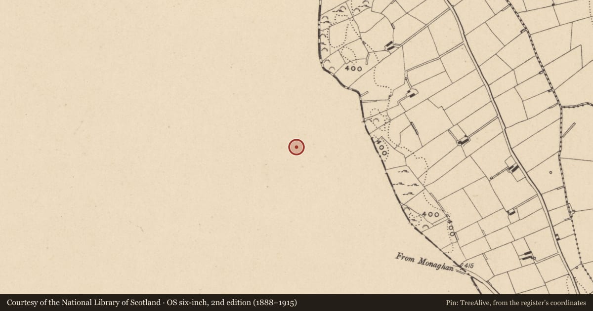 Ordnance Survey six-inch map, 2nd edition (1888–1915) covering the location of Ringfort - rath, Drumgolat, County Monaghan, with a pin at the register's coordinates