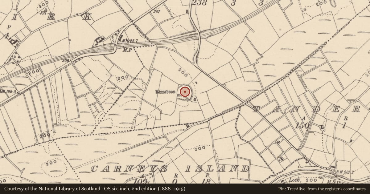 Ordnance Survey six-inch map, 2nd edition (1888–1915) covering the location of Ringfort - rath, Legnakelly, County Monaghan, with a pin at the register's coordinates