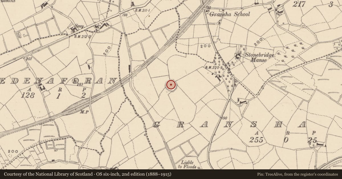 Ordnance Survey six-inch map, 2nd edition (1888–1915) covering the location of Ringfort - rath, Gransha Beg, County Monaghan, with a pin at the register's coordinates