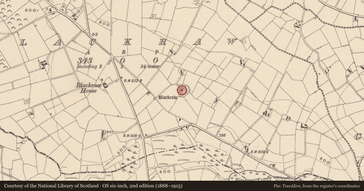 Ordnance Survey six-inch map, 2nd edition (1888–1915) covering the location of Souterrain, Blackraw, County Monaghan, with a pin at the register's coordinates