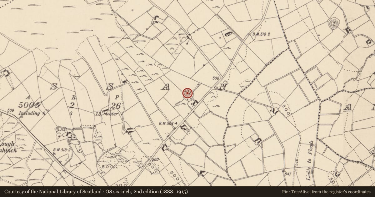 Ordnance Survey six-inch map, 2nd edition (1888–1915) covering the location of Ringfort - rath, Tassan, County Monaghan, with a pin at the register's coordinates