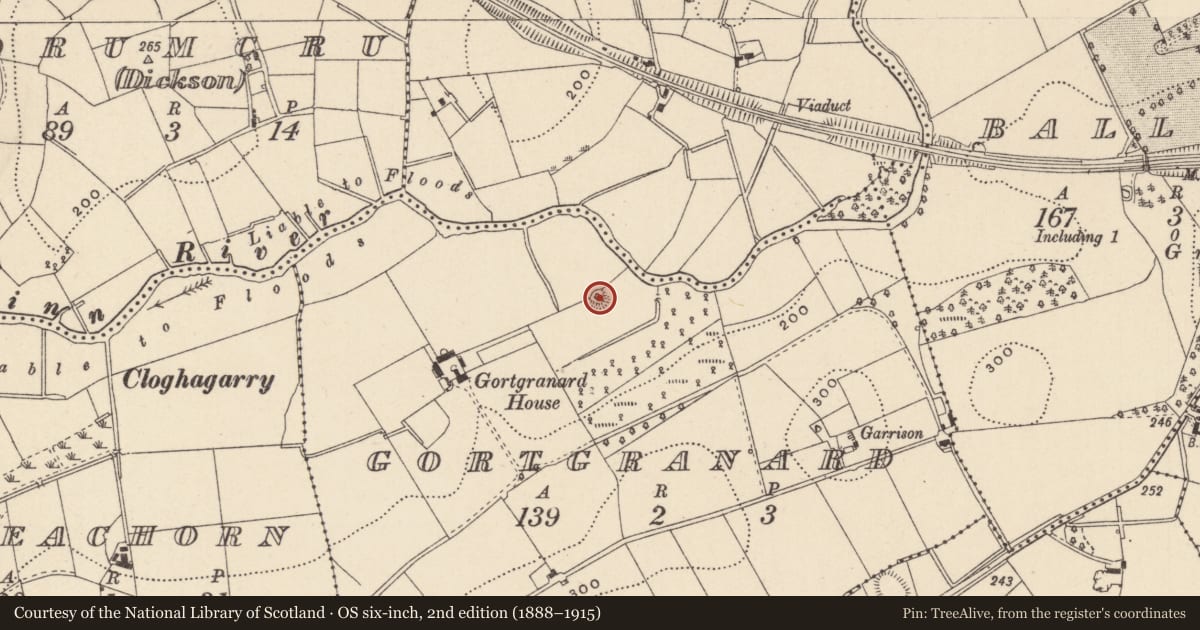 Ordnance Survey six-inch map, 2nd edition (1888–1915) covering the location of Ringfort - rath, Gortgranard, County Monaghan, with a pin at the register's coordinates