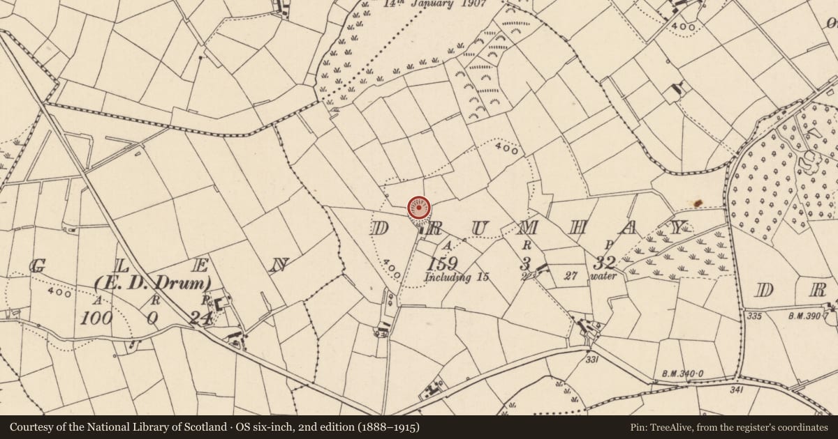 Ordnance Survey six-inch map, 2nd edition (1888–1915) covering the location of Ringfort - rath, Drumhay, County Monaghan, with a pin at the register's coordinates