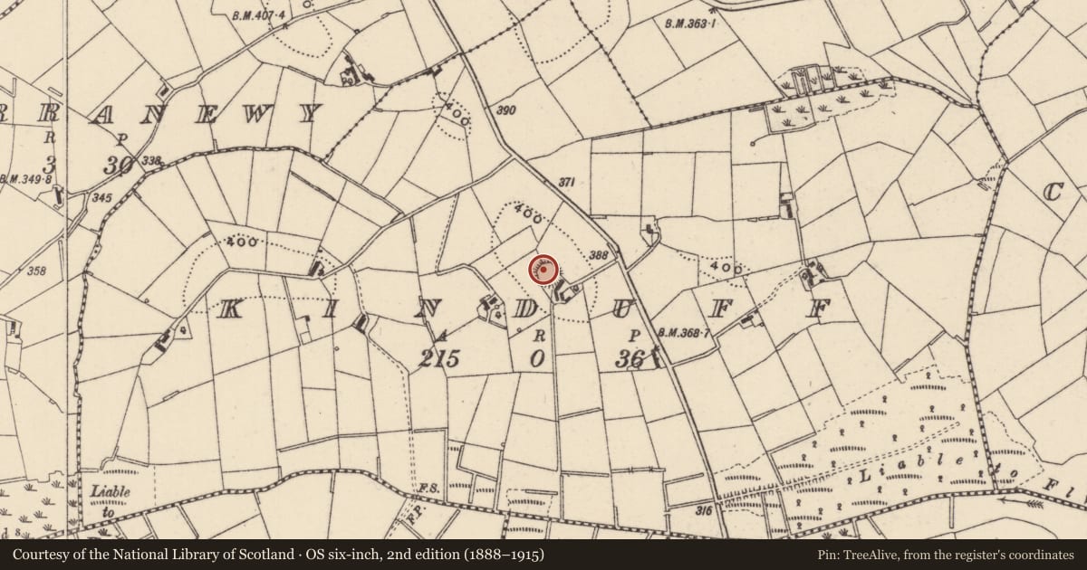Ordnance Survey six-inch map, 2nd edition (1888–1915) covering the location of Ringfort - rath, Kinduff, County Monaghan, with a pin at the register's coordinates