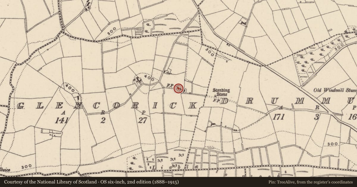 Ordnance Survey six-inch map, 2nd edition (1888–1915) covering the location of Ringfort - rath, Glencorick, County Monaghan, with a pin at the register's coordinates