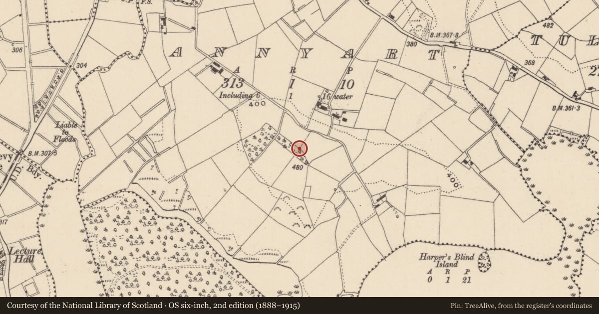 Ordnance Survey six-inch map, 2nd edition (1888–1915) covering the location of Ringfort - rath, Annyart, County Monaghan, with a pin at the register's coordinates