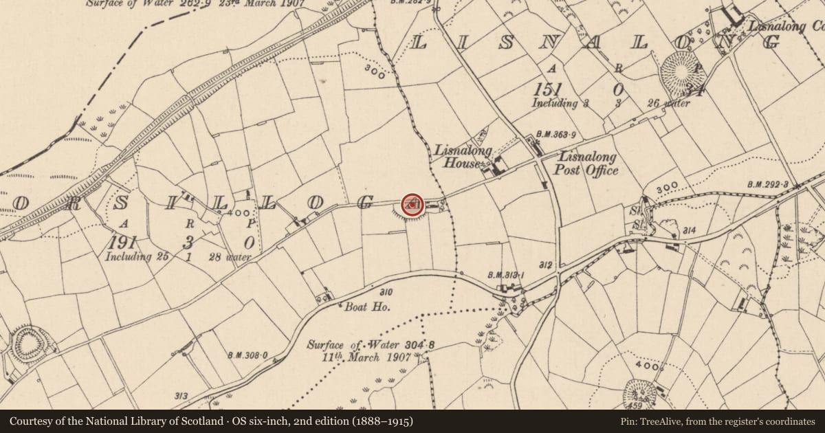 Ordnance Survey six-inch map, 2nd edition (1888–1915) covering the location of Ringfort - rath, Corsilloga, County Monaghan, with a pin at the register's coordinates
