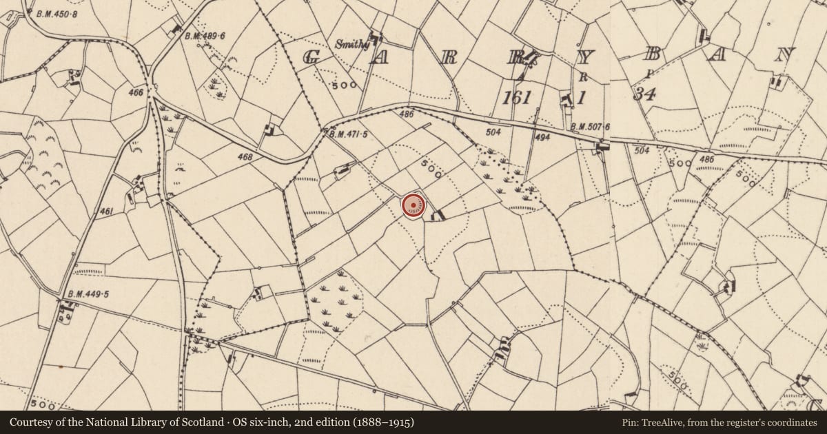 Ordnance Survey six-inch map, 2nd edition (1888–1915) covering the location of Ringfort - rath, Drumgor, County Monaghan, with a pin at the register's coordinates