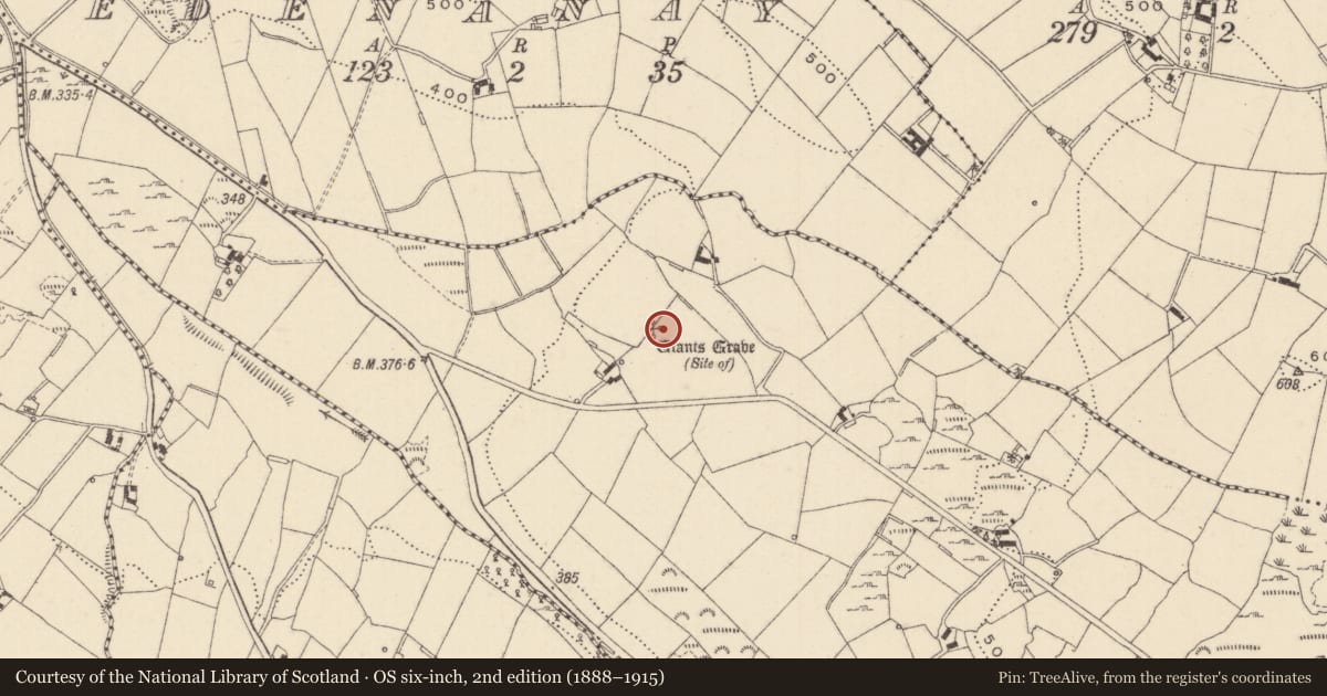 Ordnance Survey six-inch map, 2nd edition (1888–1915) covering the location of Megalithic tomb - unclassified, Carrickinare, County Monaghan, with a pin at the register's coordinates