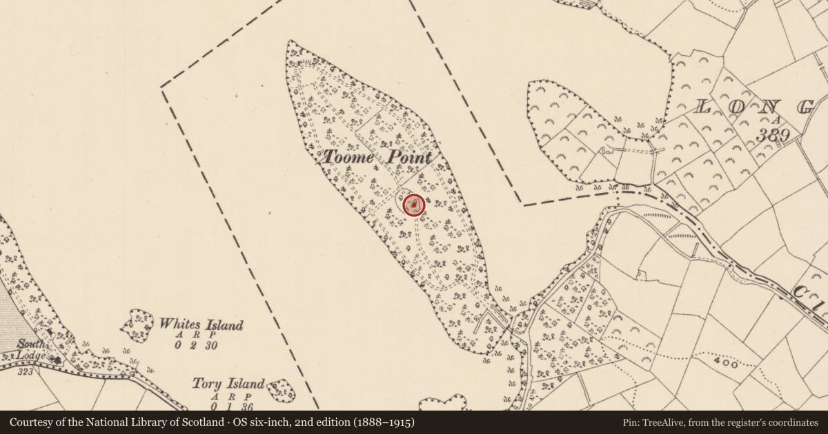 Ordnance Survey six-inch map, 2nd edition (1888–1915) covering the location of Ringfort - rath, Toome (Farney By., Donaghmoyne Par.), County Monaghan, with a pin at the register's coordinates