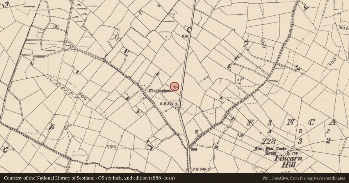 Ordnance Survey six-inch map, 2nd edition (1888–1915) covering the location of Megalithic tomb - unclassified, Lackafin, County Monaghan, with a pin at the register's coordinates