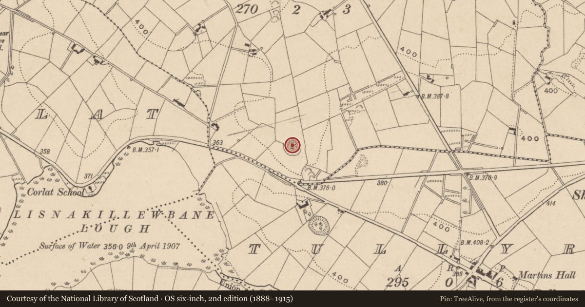 Ordnance Survey six-inch map, 2nd edition (1888–1915) covering the location of Ringfort - rath, Rebane, County Monaghan, with a pin at the register's coordinates