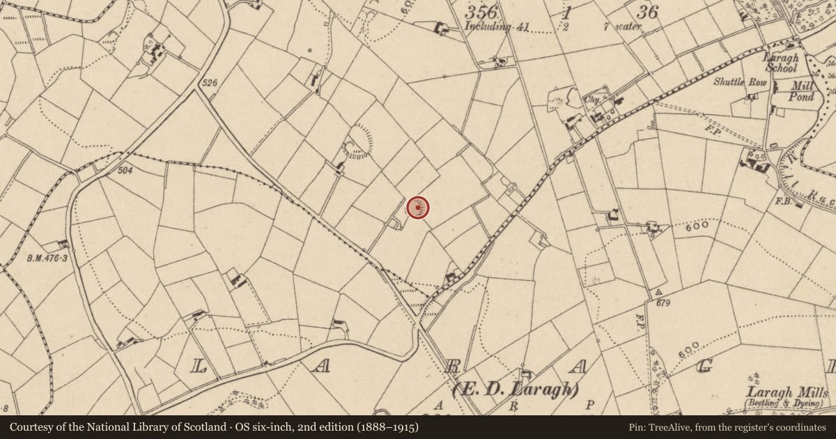 Ordnance Survey six-inch map, 2nd edition (1888–1915) covering the location of Ringfort - rath, Cornacarrow, County Monaghan, with a pin at the register's coordinates