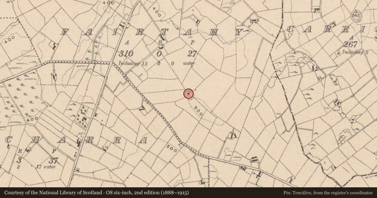 Ordnance Survey six-inch map, 2nd edition (1888–1915) covering the location of Ringfort - rath, Fairtahy, County Monaghan, with a pin at the register's coordinates