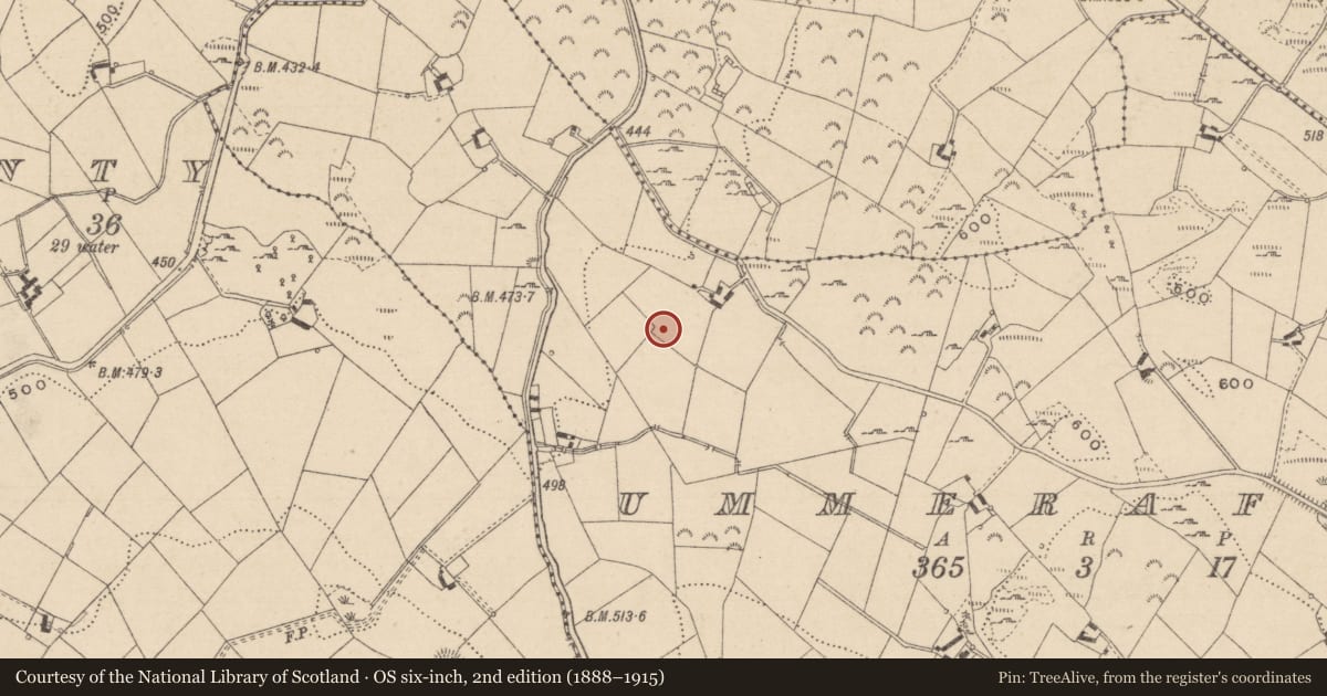 Ordnance Survey six-inch map, 2nd edition (1888–1915) covering the location of Ringfort - rath, Ummerafree, County Monaghan, with a pin at the register's coordinates