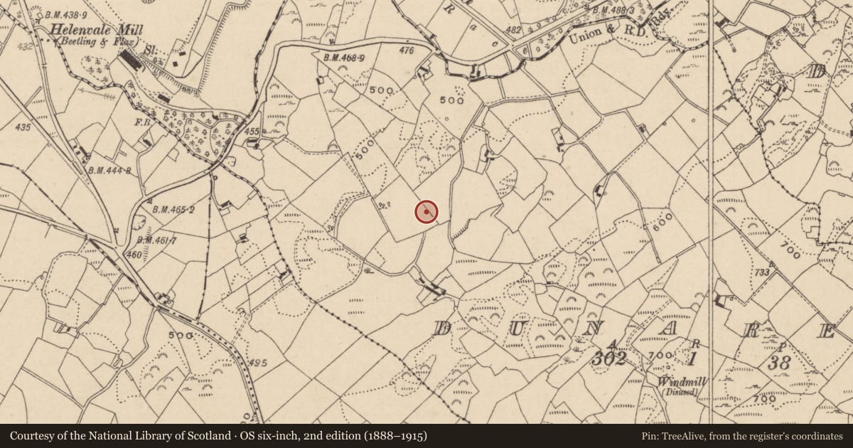 Ordnance Survey six-inch map, 2nd edition (1888–1915) covering the location of Ringfort - rath, Dunaree, County Monaghan, with a pin at the register's coordinates