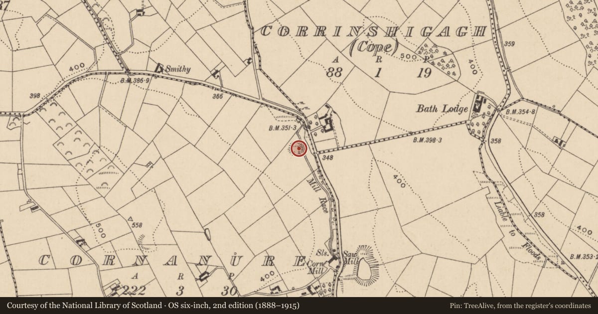 Ordnance Survey six-inch map, 2nd edition (1888–1915) covering the location of Ringfort - rath, Cornanure, County Monaghan, with a pin at the register's coordinates