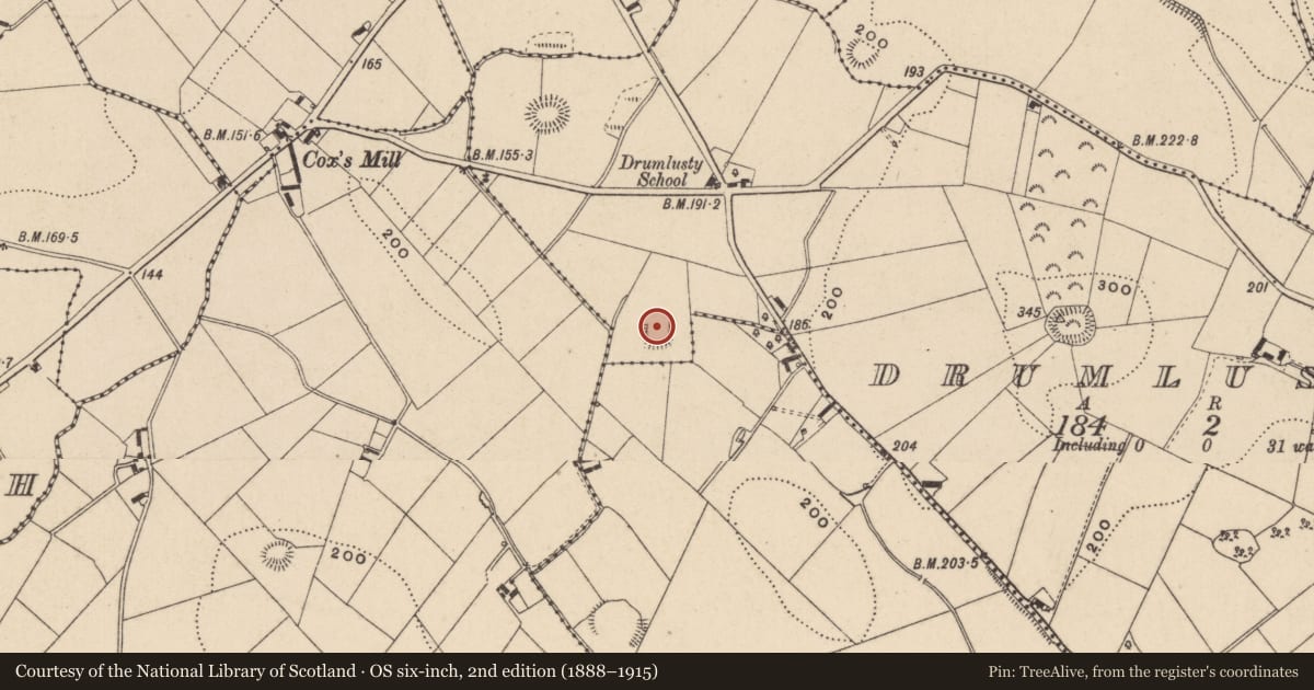 Ordnance Survey six-inch map, 2nd edition (1888–1915) covering the location of Ringfort - rath, Drumlusty, County Monaghan, with a pin at the register's coordinates