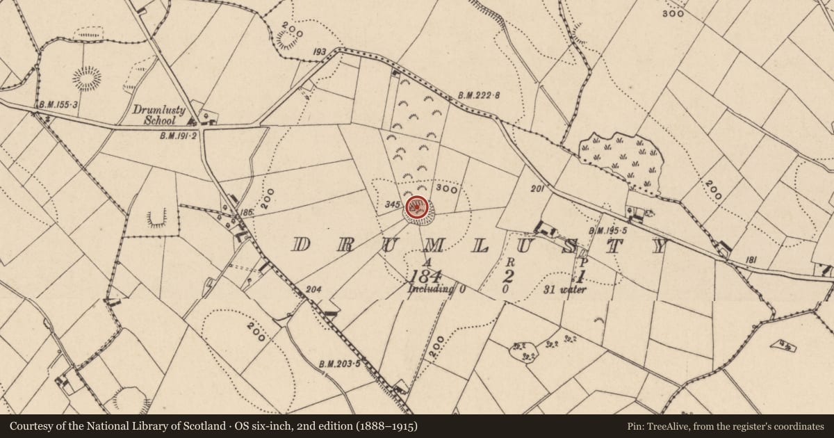 Ordnance Survey six-inch map, 2nd edition (1888–1915) covering the location of Ringfort - rath, Drumlusty, County Monaghan, with a pin at the register's coordinates