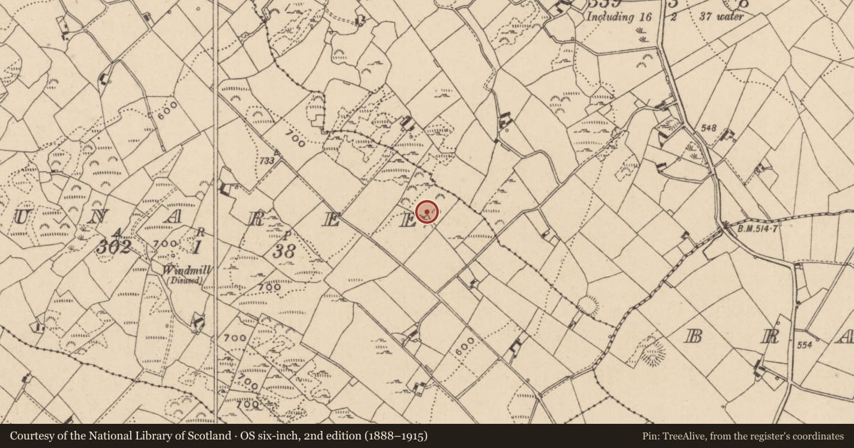 Ordnance Survey six-inch map, 2nd edition (1888–1915) covering the location of Mass-rock, Dunaree, County Monaghan, with a pin at the register's coordinates