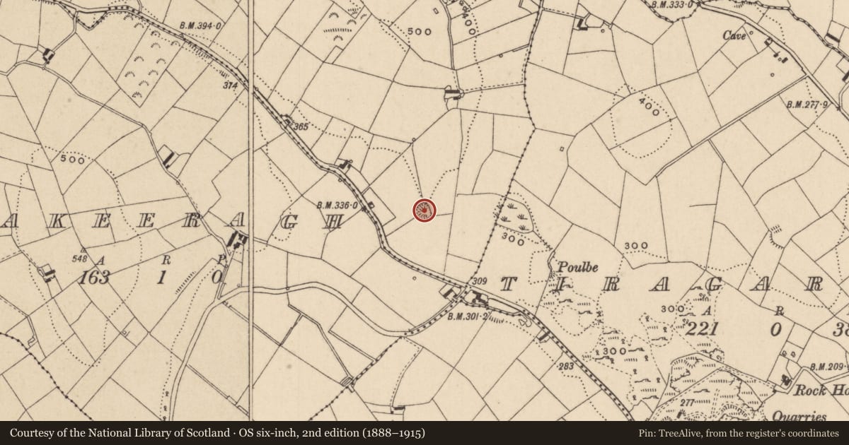 Ordnance Survey six-inch map, 2nd edition (1888–1915) covering the location of Ringfort - rath, Greaghdrumit, County Monaghan, with a pin at the register's coordinates