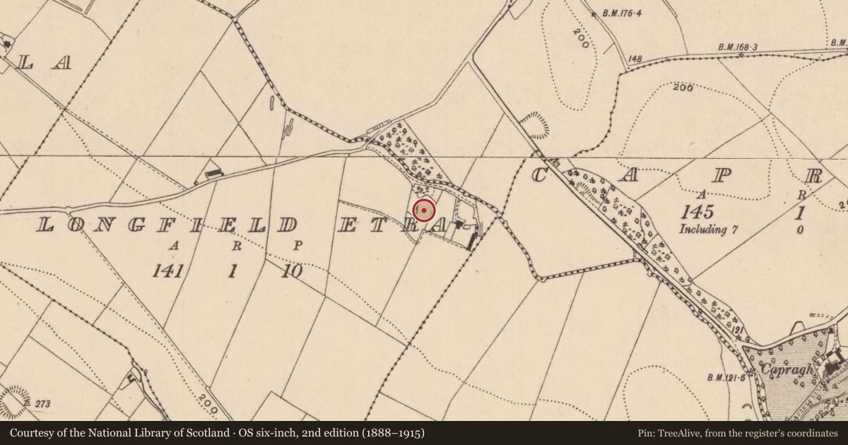 Ordnance Survey six-inch map, 2nd edition (1888–1915) covering the location of Ringfort - rath, Longfield Etra, County Monaghan, with a pin at the register's coordinates