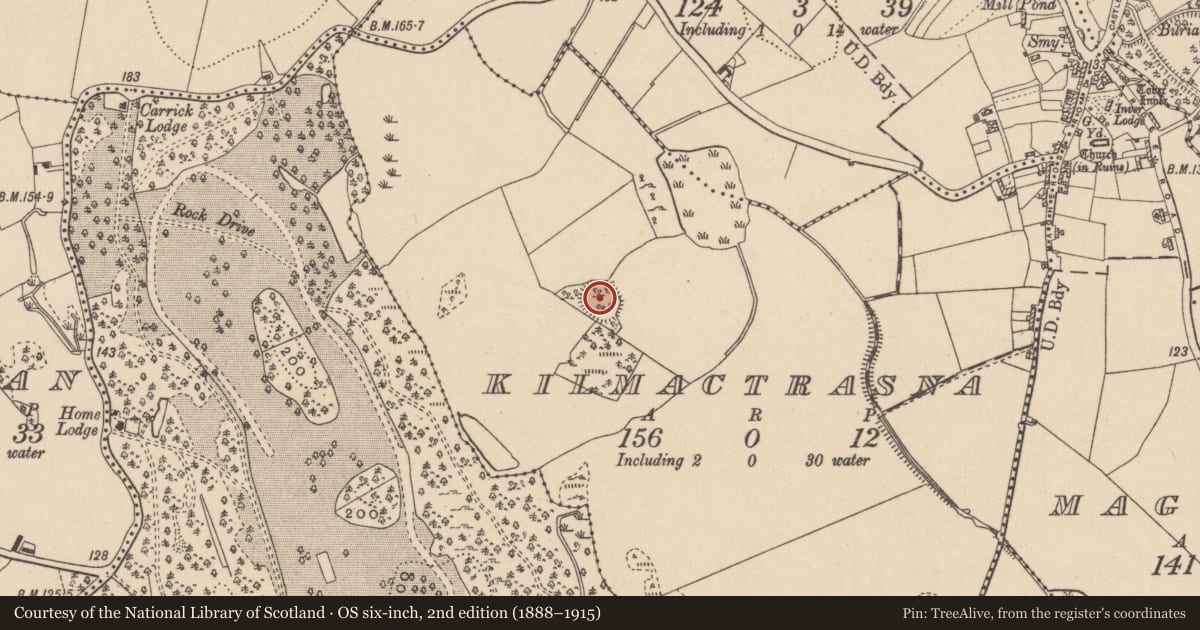 Ordnance Survey six-inch map, 2nd edition (1888–1915) covering the location of Ringfort - rath, Kilmactrasna, County Monaghan, with a pin at the register's coordinates