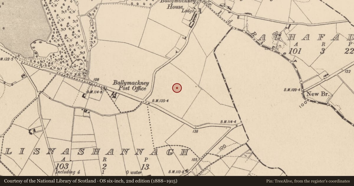 Ordnance Survey six-inch map, 2nd edition (1888–1915) covering the location of Ringfort - rath, Drumever, County Monaghan, with a pin at the register's coordinates