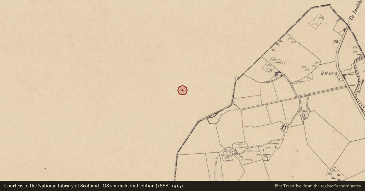 Ordnance Survey six-inch map, 2nd edition (1888–1915) covering the location of Rock art, Drumirril, County Monaghan, with a pin at the register's coordinates