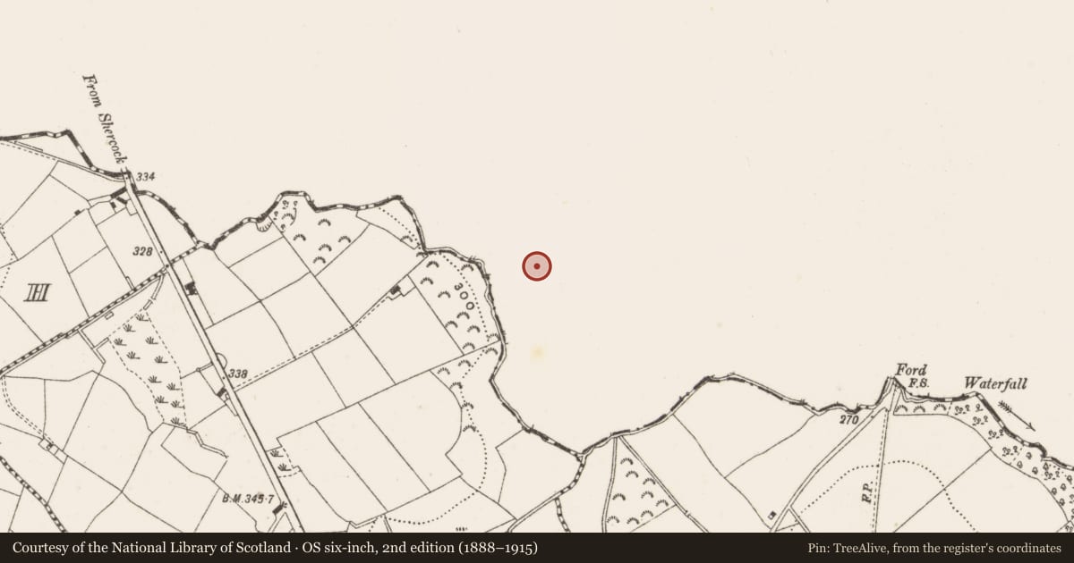 Ordnance Survey six-inch map, 2nd edition (1888–1915) covering the location of Ringfort - rath, Crumlin, County Monaghan, with a pin at the register's coordinates