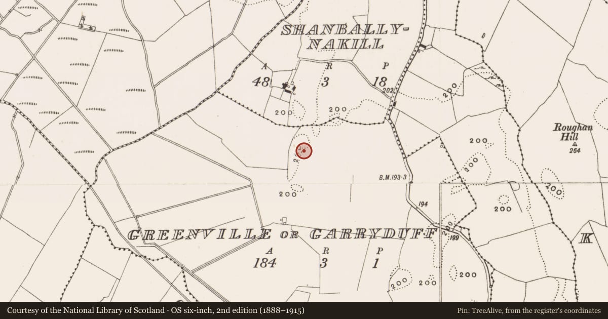 Ordnance Survey six-inch map, 2nd edition (1888–1915) covering the location of Ringfort - unclassified, Greenville Or Garryduff, County Offaly, with a pin at the register's coordinates
