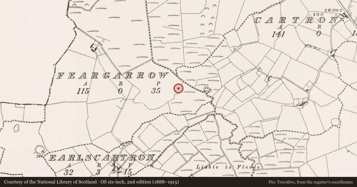 Ordnance Survey six-inch map, 2nd edition (1888–1915) covering the location of Enclosure, Feargarrow, County Offaly, with a pin at the register's coordinates