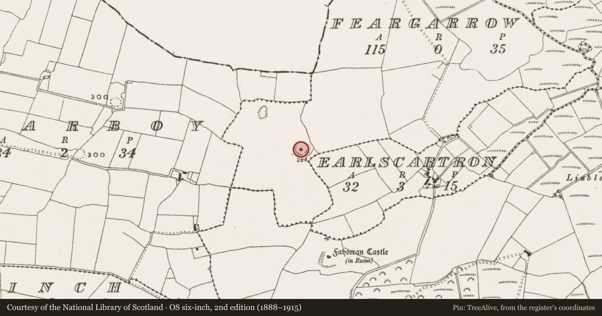 Ordnance Survey six-inch map, 2nd edition (1888–1915) covering the location of Ringfort - rath, Feargarrow, County Offaly, with a pin at the register's coordinates
