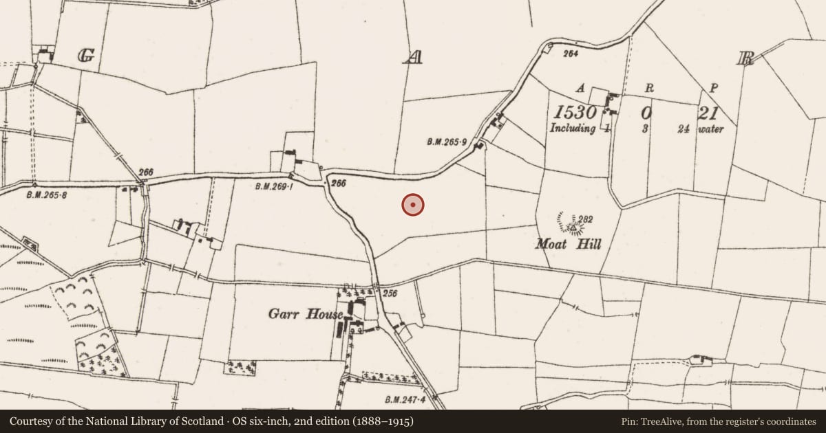 Ordnance Survey six-inch map, 2nd edition (1888–1915) covering the location of Earthwork, Garr, County Offaly, with a pin at the register's coordinates