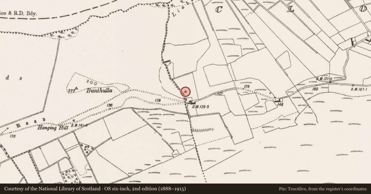 Ordnance Survey six-inch map, 2nd edition (1888–1915) covering the location of Enclosure, Clonascra, County Offaly, with a pin at the register's coordinates