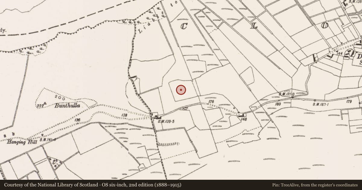 Ordnance Survey six-inch map, 2nd edition (1888–1915) covering the location of Enclosure, Clonascra, County Offaly, with a pin at the register's coordinates