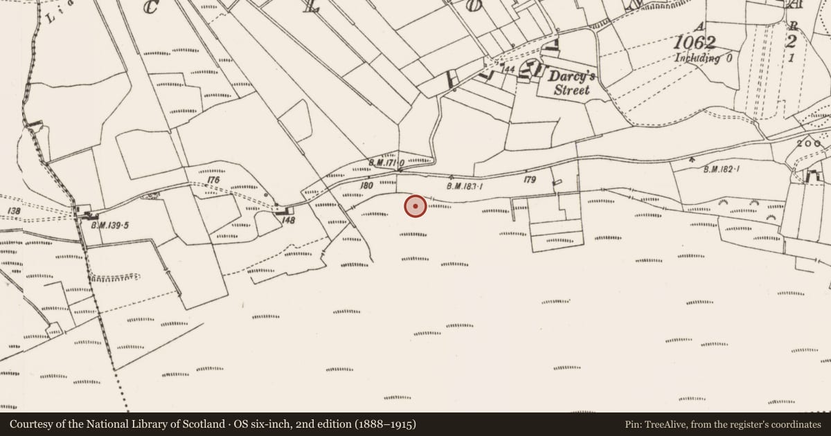 Ordnance Survey six-inch map, 2nd edition (1888–1915) covering the location of Enclosure, Clonascra, County Offaly, with a pin at the register's coordinates