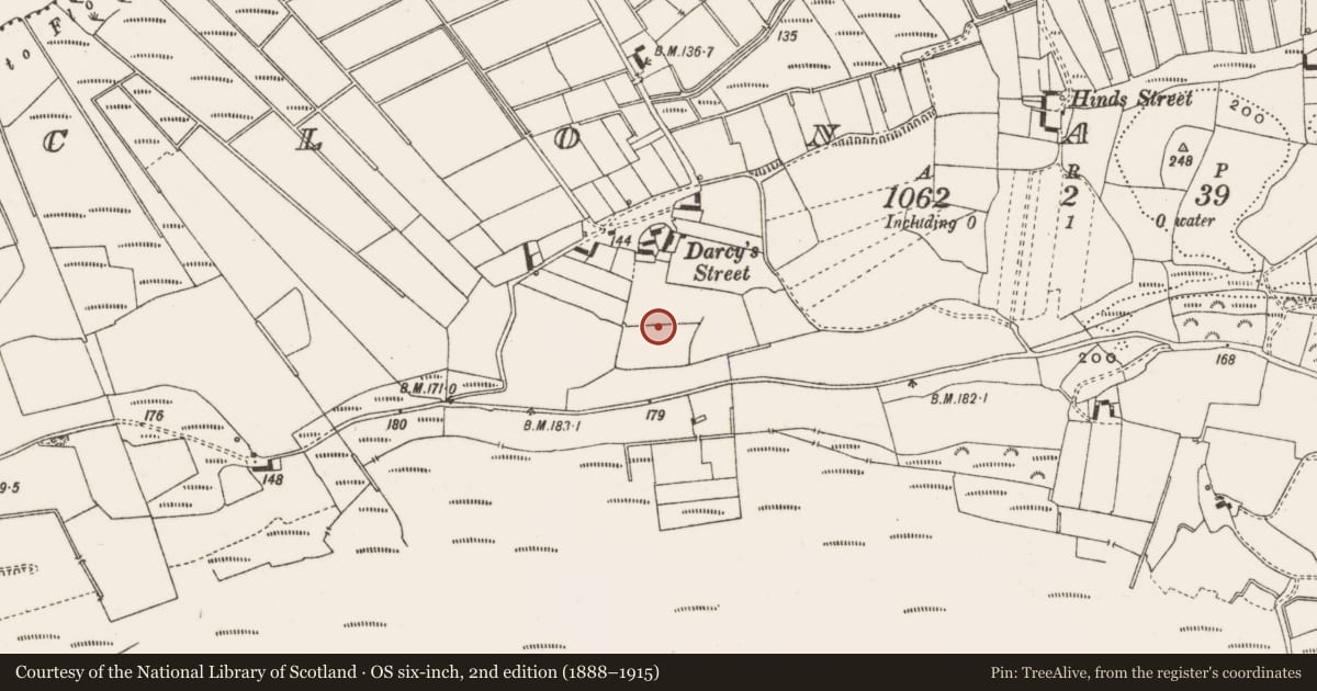 Ordnance Survey six-inch map, 2nd edition (1888–1915) covering the location of Ringfort - unclassified, Clonascra, County Offaly, with a pin at the register's coordinates
