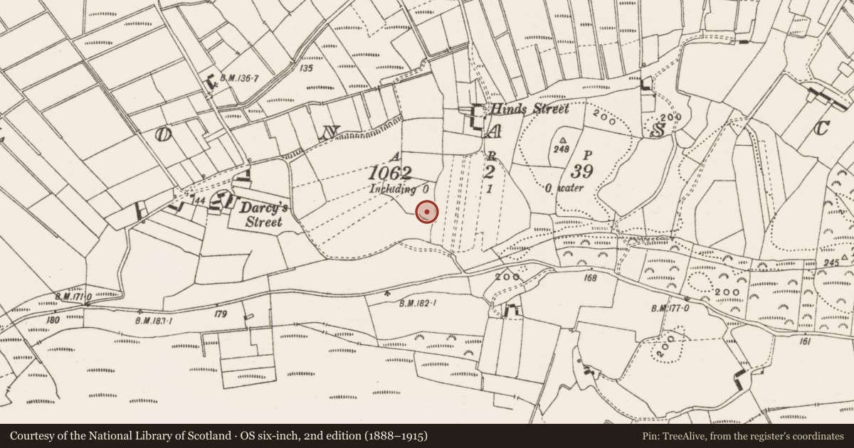 Ordnance Survey six-inch map, 2nd edition (1888–1915) covering the location of Enclosure, Clonascra, County Offaly, with a pin at the register's coordinates