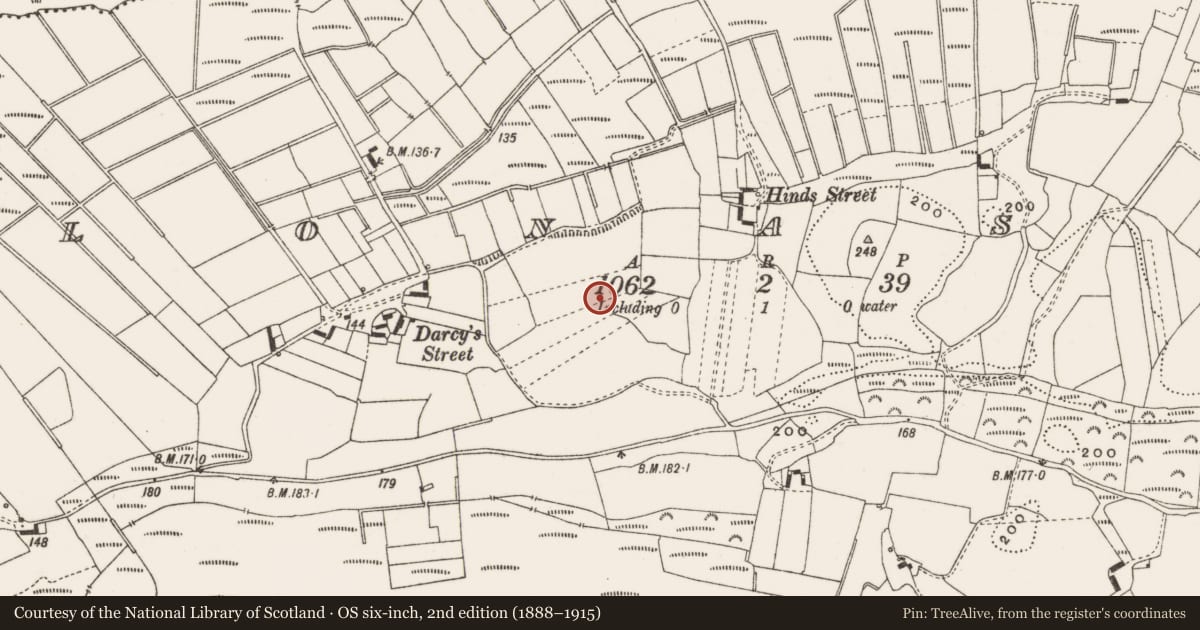 Ordnance Survey six-inch map, 2nd edition (1888–1915) covering the location of Enclosure, Clonascra, County Offaly, with a pin at the register's coordinates