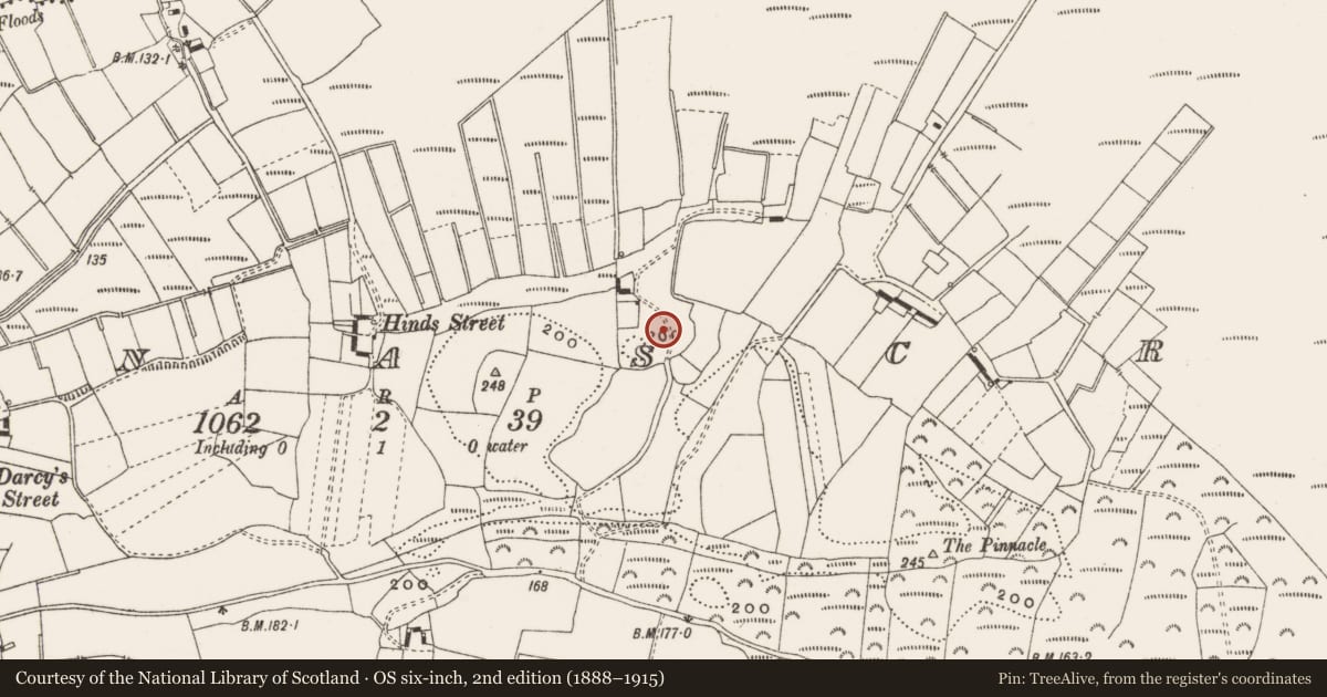 Ordnance Survey six-inch map, 2nd edition (1888–1915) covering the location of Enclosure, Clonascra, County Offaly, with a pin at the register's coordinates