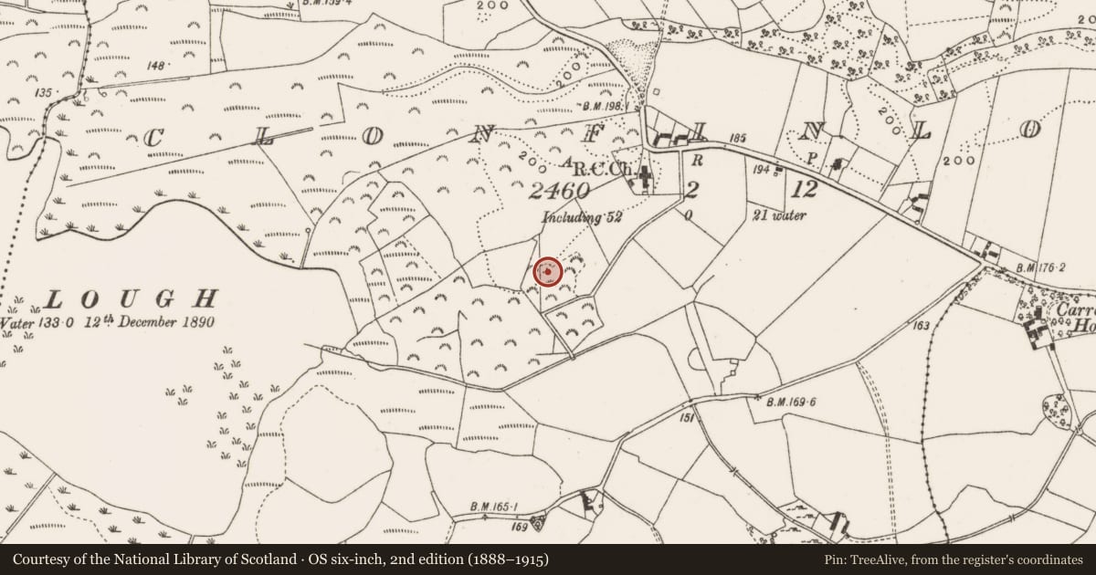 Ordnance Survey six-inch map, 2nd edition (1888–1915) covering the location of Barrow - unclassified, Clonfinlough, County Offaly, with a pin at the register's coordinates