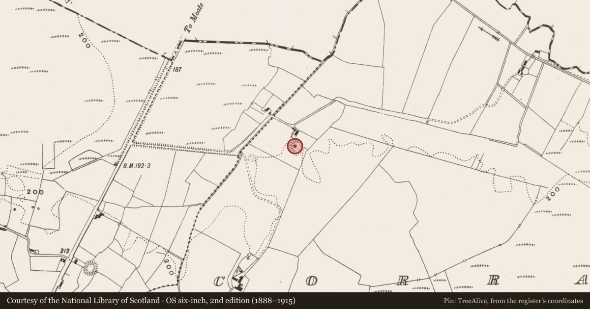 Ordnance Survey six-inch map, 2nd edition (1888–1915) covering the location of Enclosure, Corracullin, County Offaly, with a pin at the register's coordinates