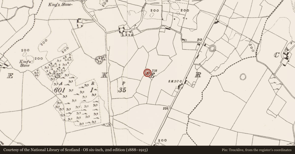 Ordnance Survey six-inch map, 2nd edition (1888–1915) covering the location of Enclosure, Esker, County Offaly, with a pin at the register's coordinates