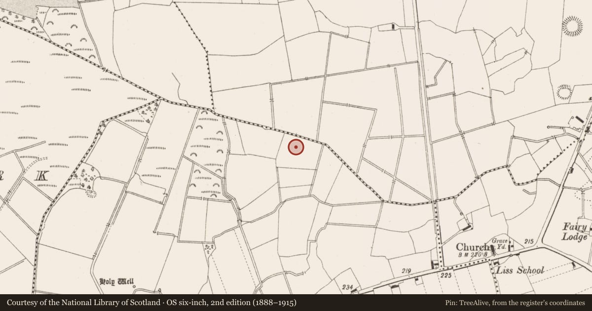 Ordnance Survey six-inch map, 2nd edition (1888–1915) covering the location of Earthwork, Parkaree Or Boherfadda, County Offaly, with a pin at the register's coordinates