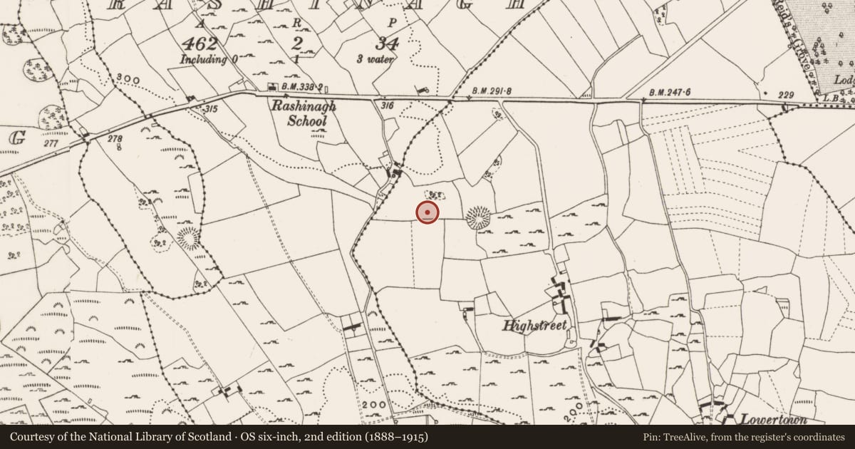 Ordnance Survey six-inch map, 2nd edition (1888–1915) covering the location of Enclosure, Straduff, County Offaly, with a pin at the register's coordinates